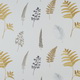 Ткань для римских штор с напуском - желтый папоротник на белом фоне